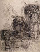James Ensor Nude at a Balustrade or Nude with Vase and Column painting